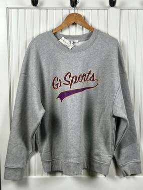 Favorite Daughter NWT Go Sports Graphic Sweatshirt Gray Oversized Large